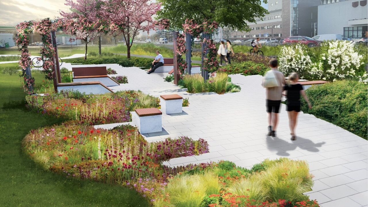 В Варшаве появится новый сквер с садом для дождевой воды и велодорожкой